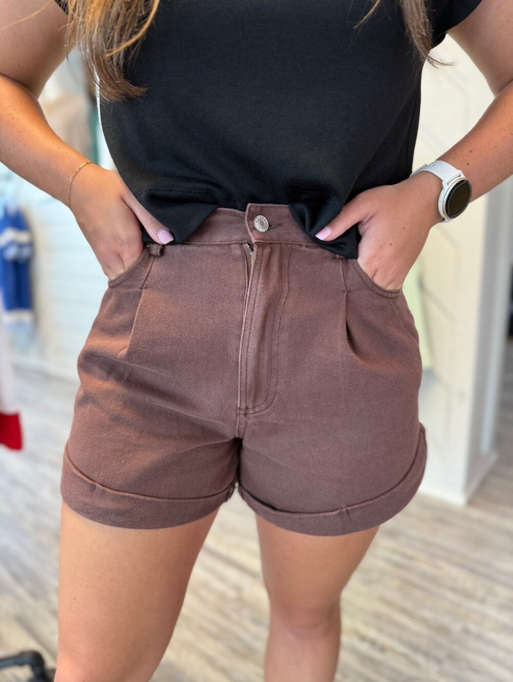 entro Mocha Mesa Roll-Up Shorts - SMALL, 100% COTTON (NWT)